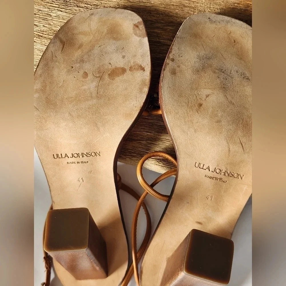 || ULLA JOHNSON || Malia woven, block heels, sandals, designer, leather, size 10 - Picture 14 of 15
